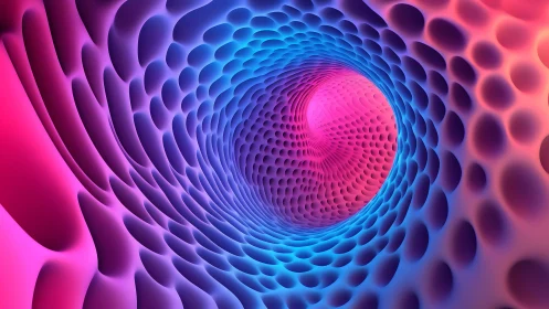 Vivid Abstract Tunnel With Blue and Pink Gradients, 3D Digital Art.