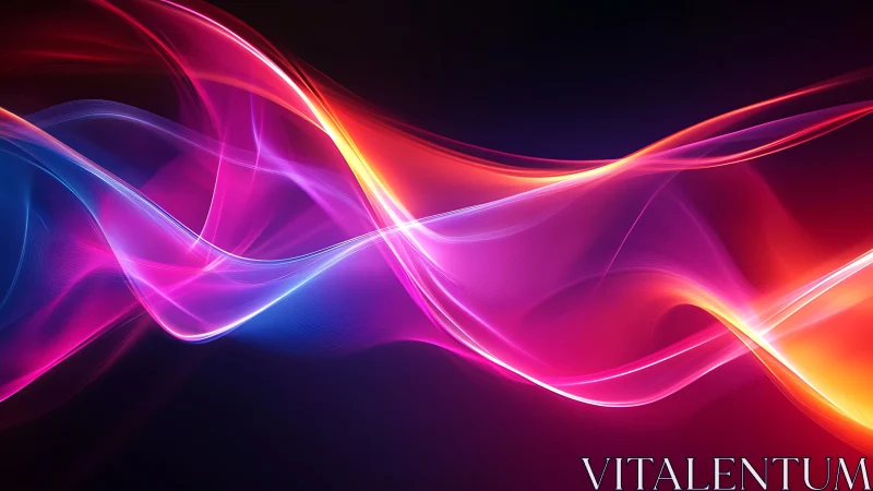 Colorful neon light waves flow across a dark gradient background