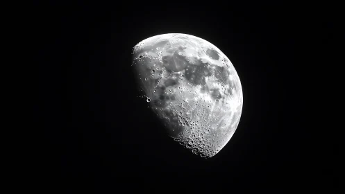 High-contrast lunar close-up reveals rugged cratered surface