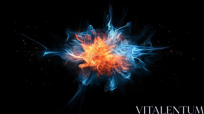 Glowing fire and ice energy swirl in a dramatic night sky.