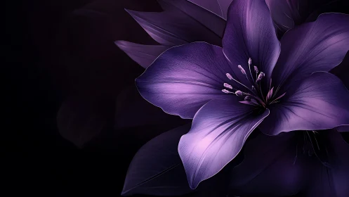 Purple Flower Study Against Dark Background.