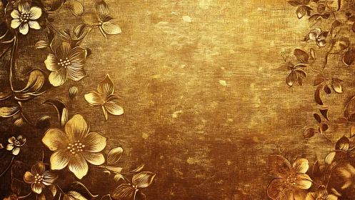 Gilded Botanical Dreams: Ornate Floral Border in Warm Golden Tones