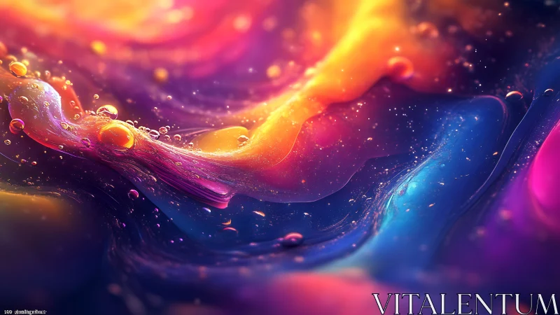Glowing liquid galaxies swirl in a dreamy rainbow dance