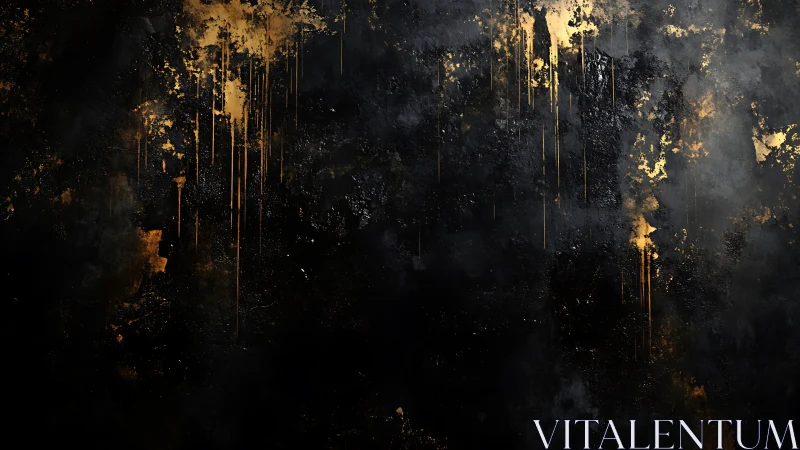 Golden streaks bleed through shadowed abstract darkness.