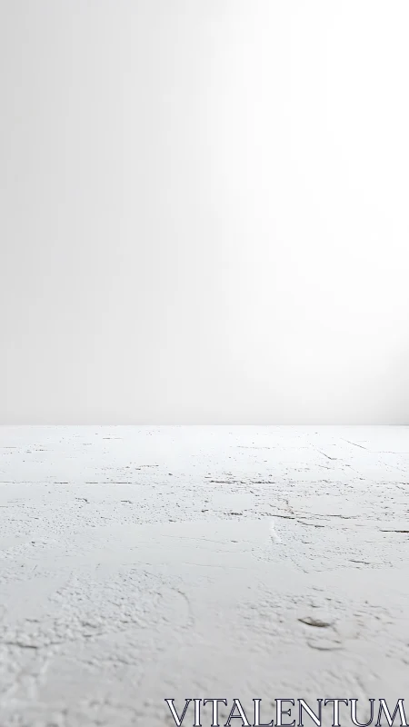 Bare white floor quietly stretches into a hazy studio horizon