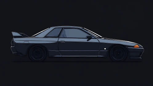 Side profile illustration shows low coupe with rear spoiler