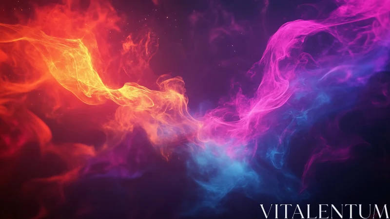 Flowing neon energy streams converge in dark space with color gradients.