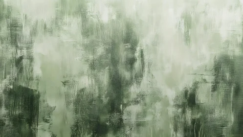 Abstract green textured painting with soft brush strokes.