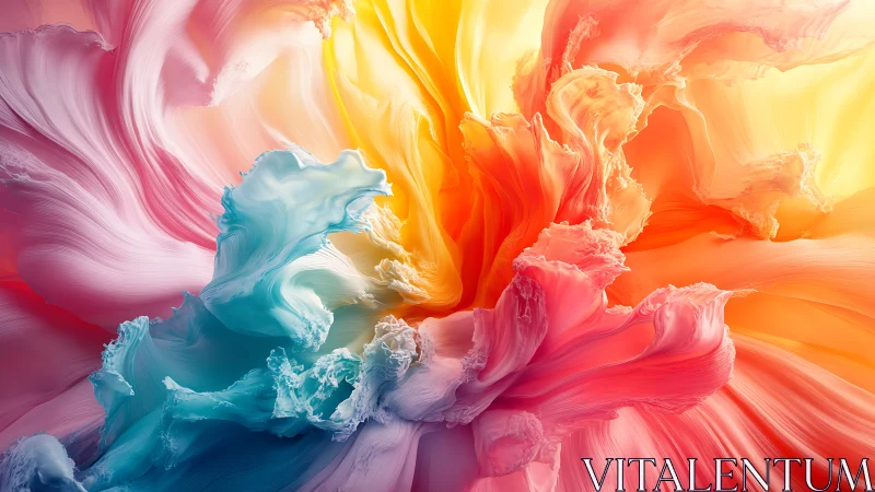 Painted currents collide as molten sunrise meets frozen surf