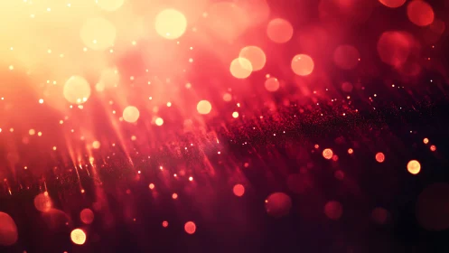 Glowing Red and Gold Bokeh Lights Abstract Background.