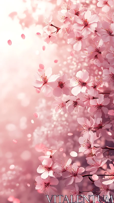 Pink Cherry Blossoms with Soft Diffusion and Depth of Field