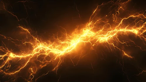 Brilliant Lightning Bolt Electrified Against Dark Sky.