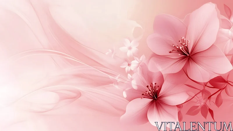Soft-gradient cherry blossoms rendered in ethereal digital bloom