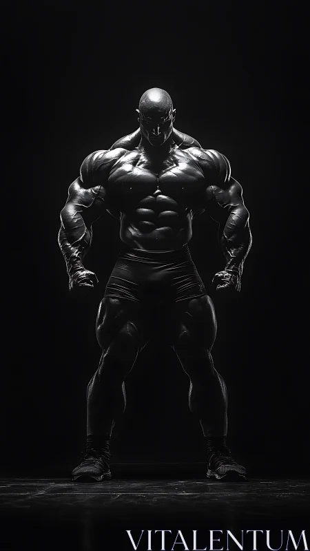 Shadow titan of muscle carved from obsidian midnight.