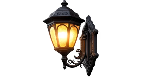 Warm vintage wall lantern glows with inviting golden light