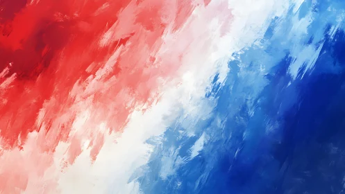 Bold Abstract Art With Red, White, and Blue Brush Strokes.