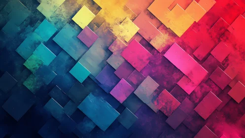 Colorful layered rectangles in a glowing abstract gradient.