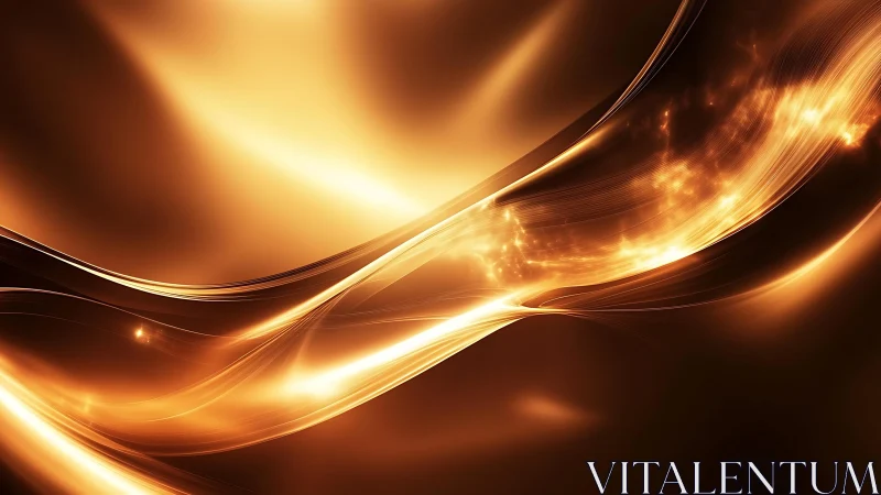 Radiant golden abstract waves with glowing light effects.