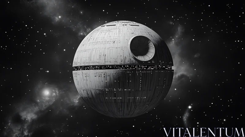 Cold steel moon drifts quietly through a star-pricked void