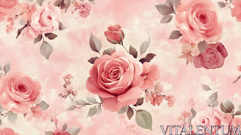 Garden's Gentle Whisper: Pink Roses in Bloom.