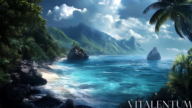 Tropical Paradise: Where Mountains Meet the Crystal Sea.