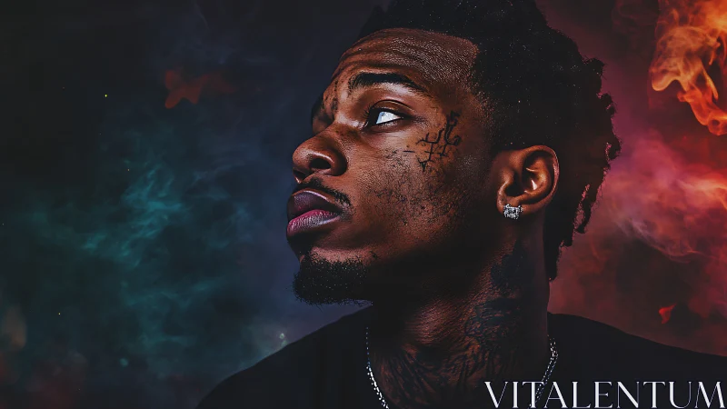 Chromatic portrait in reactive bicolor atmospheric haze.