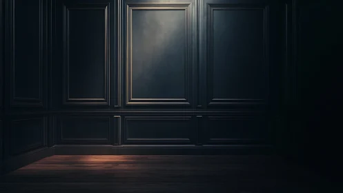 Dark paneled interior wall with empty central focal area.