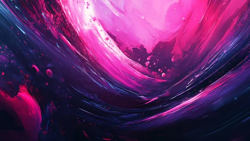 Vortex of neon magenta light curves through deep cosmic void