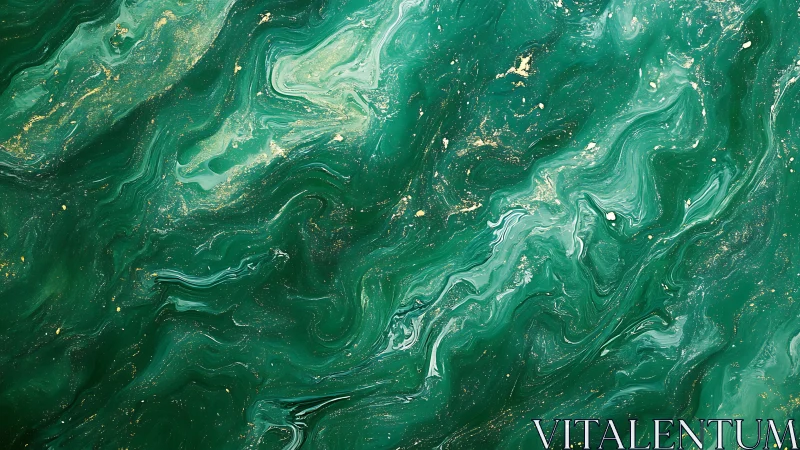 Emerald tides swirl like liquid marble in cosmic slow motion