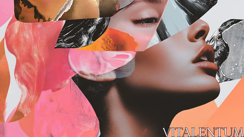 Layered chromatic portrait with hybrid abstract facial planes.