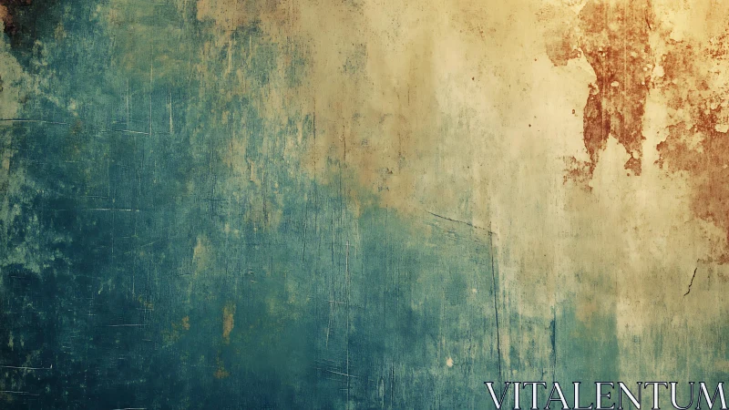 Weathered textured wall with blue and beige paint, rustic style.