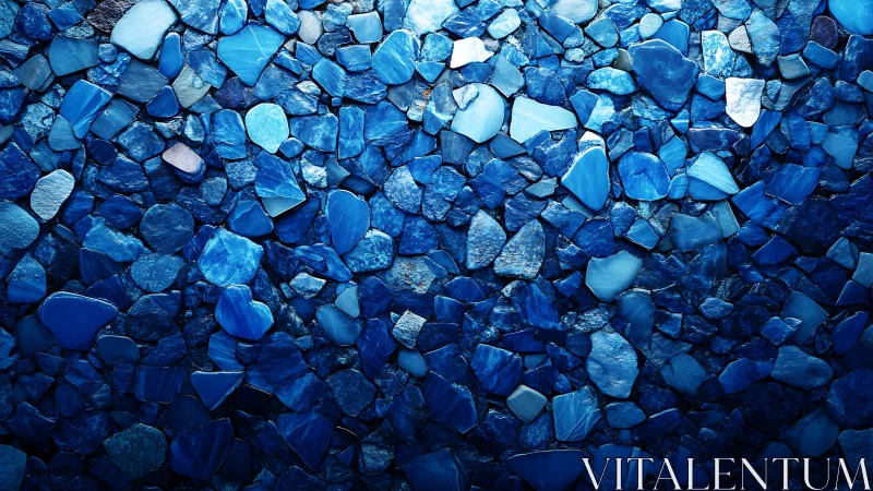 High-saturation blue stone mosaic with irregular polished fragments