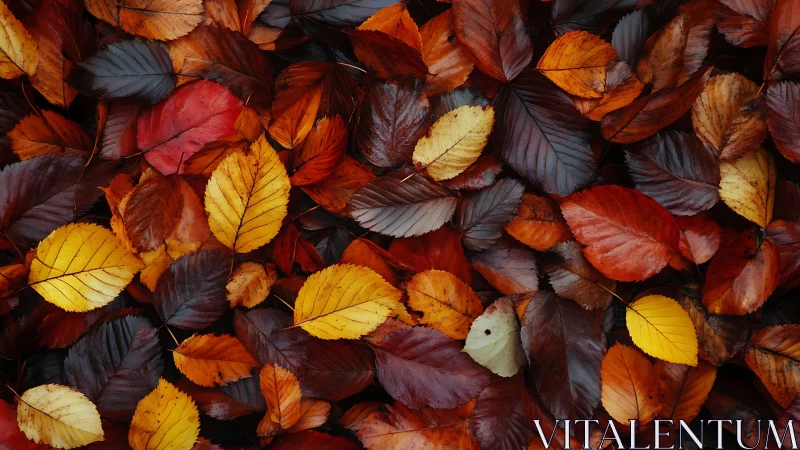 Golden and russet autumn leaves create a cozy forest carpet