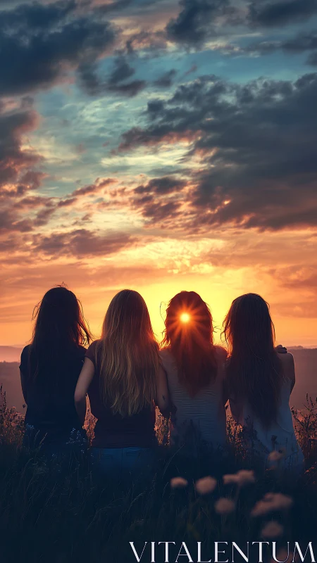 Friends in the glow of a wildflower hillside sunset.
