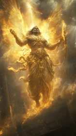 Solar titan ascends roaring through cathedral stormlight