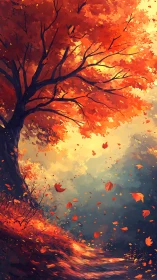 Autumn canopy dominates a winding forest path in warm light