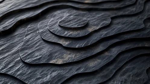 Layered dark surface forms stepped concentric contour structure