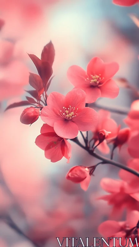 Pink Blossoms in Soft Sunlight.