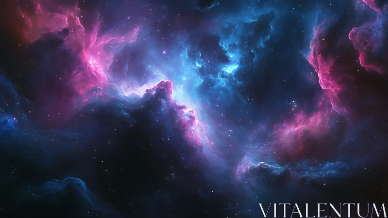 Nebula-like interstellar cloud with blue and magenta gases.