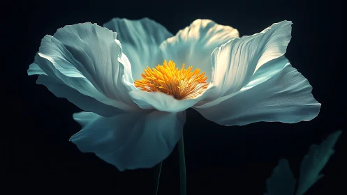 White Cosmos Blooms into Luminous Theater of Gold and Shadow