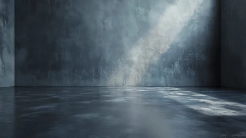 Minimalist concrete room bathed in soft diagonal light.