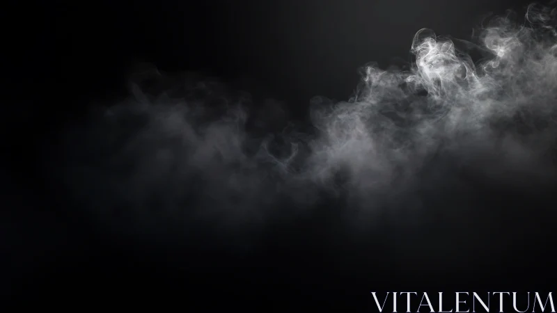 White smoke cloud drifting across dark black background.