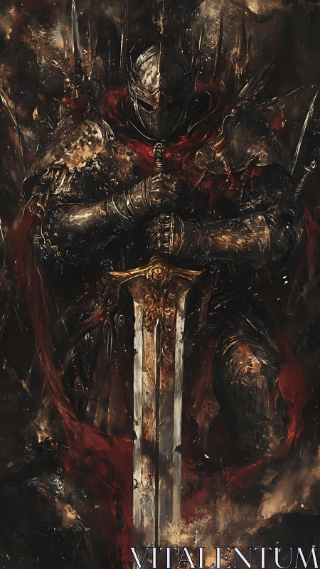 Ashen warlord broods behind a ruin-burnished greatsword.