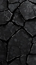 Cracked black stone texture evokes bold industrial drama