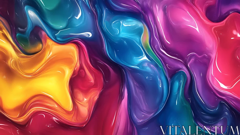 Fluid chromatic waves in high-gloss abstract digital painting.