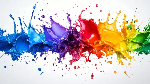 Explosive chromatic paint collision freezes in mid-air motion