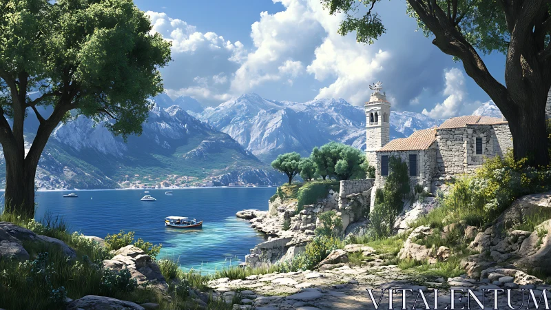 Alpine Cathedral Meets Mediterranean Dreams Beside Snowcapped Sentinels