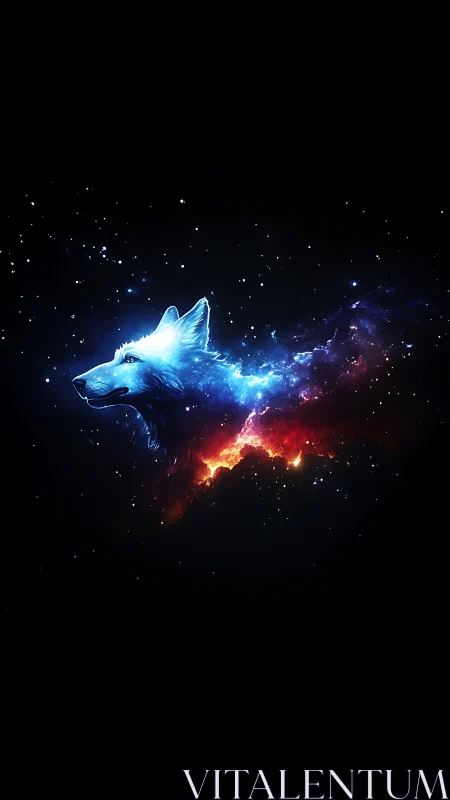 Lupine nebula silhouette in deep space composition.