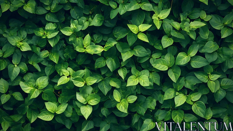 Dense green foliage pattern under soft natural light.