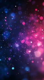 Bokeh particle field with magenta blue gradient and depth-of-field